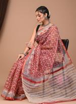 Cotton Red  Digital Printed Saree